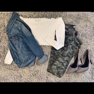 White Off Shoulder Crop Top